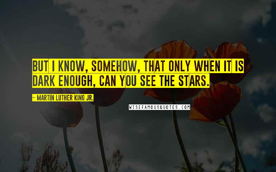 Martin Luther King Jr. Quotes: But I know, somehow, that only when it is dark enough, can you see the stars.