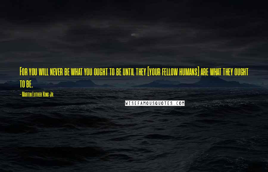 Martin Luther King Jr. Quotes: For you will never be what you ought to be until they [your fellow humans] are what they ought to be.