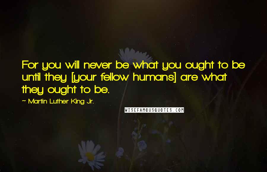Martin Luther King Jr. Quotes: For you will never be what you ought to be until they [your fellow humans] are what they ought to be.