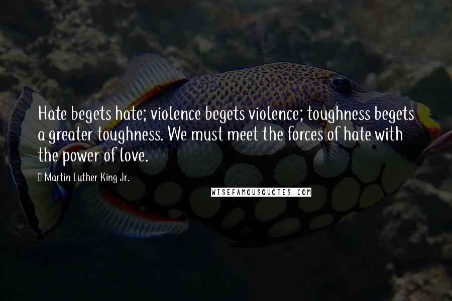 Martin Luther King Jr. Quotes: Hate begets hate; violence begets violence; toughness begets a greater toughness. We must meet the forces of hate with the power of love.