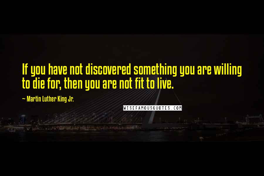 Martin Luther King Jr. Quotes: If you have not discovered something you are willing to die for, then you are not fit to live.