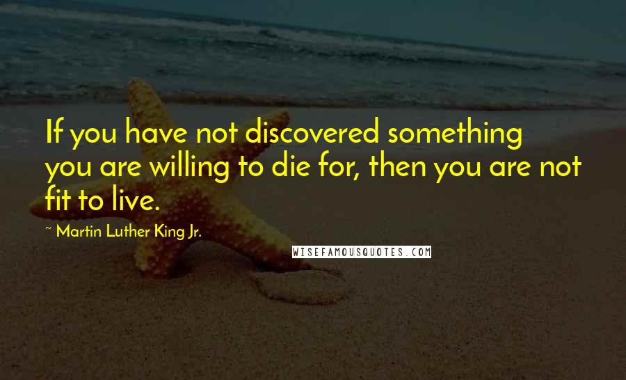 Martin Luther King Jr. Quotes: If you have not discovered something you are willing to die for, then you are not fit to live.