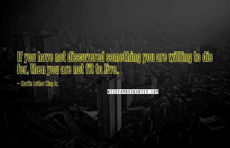 Martin Luther King Jr. Quotes: If you have not discovered something you are willing to die for, then you are not fit to live.