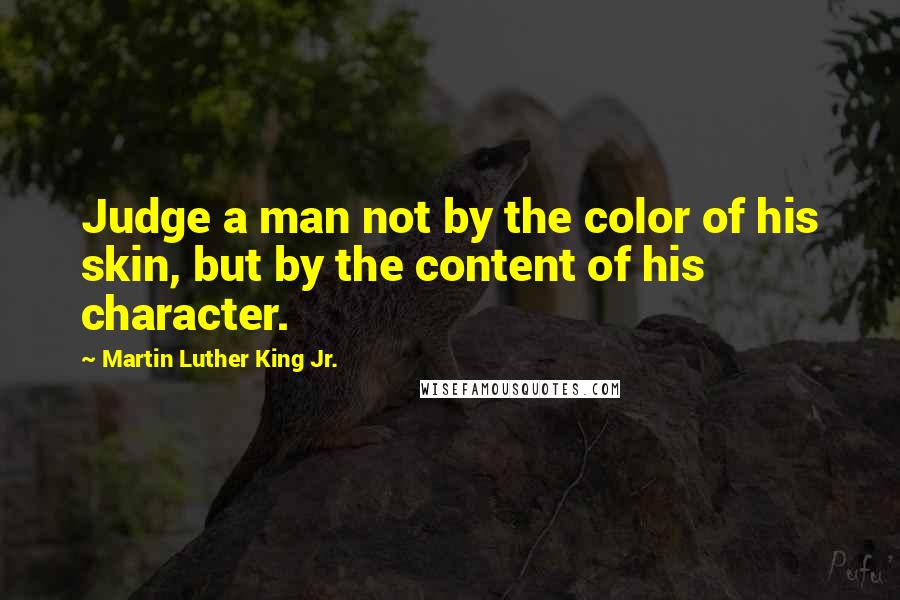 Martin Luther King Jr. Quotes: Judge a man not by the color of his skin, but by the content of his character.