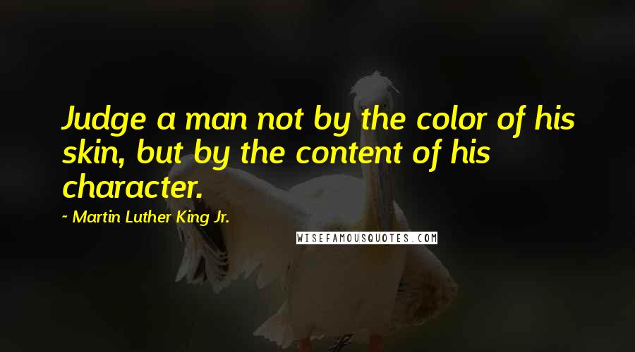 Martin Luther King Jr. Quotes: Judge a man not by the color of his skin, but by the content of his character.
