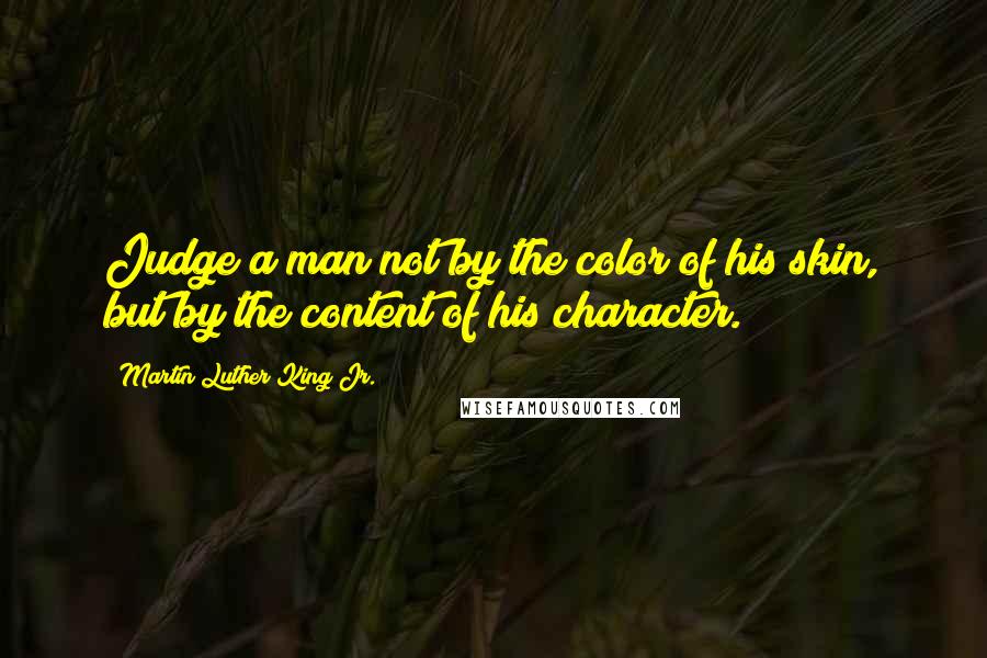 Martin Luther King Jr. Quotes: Judge a man not by the color of his skin, but by the content of his character.