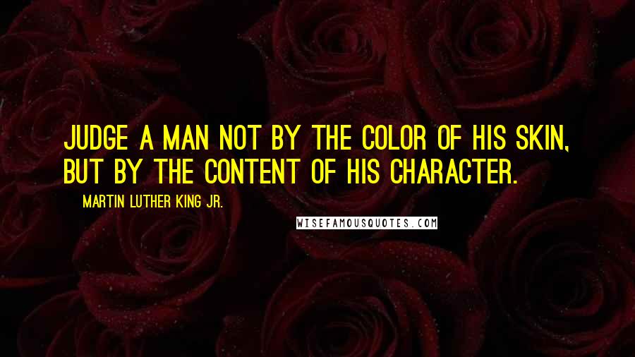Martin Luther King Jr. Quotes: Judge a man not by the color of his skin, but by the content of his character.