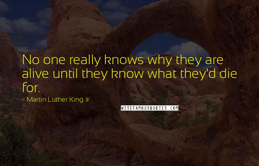 Martin Luther King Jr. Quotes: No one really knows why they are alive until they know what they'd die for.