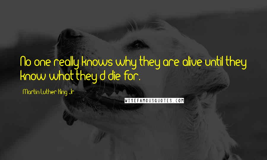 Martin Luther King Jr. Quotes: No one really knows why they are alive until they know what they'd die for.