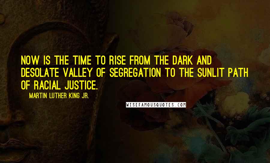 Martin Luther King Jr. Quotes: Now is the time to rise from the dark and desolate valley of segregation to the sunlit path of racial justice.