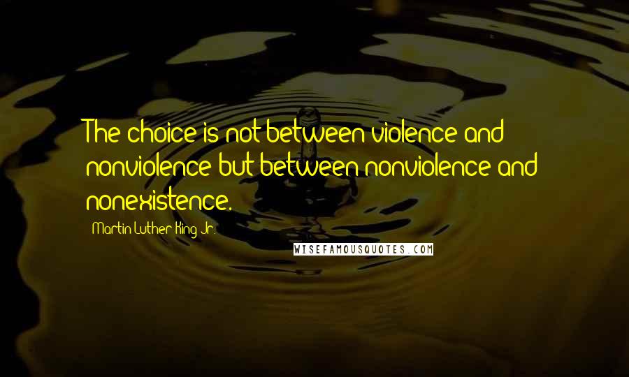Martin Luther King Jr. Quotes: The choice is not between violence and nonviolence but between nonviolence and nonexistence.