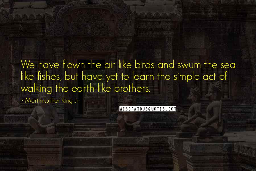 Martin Luther King Jr. Quotes: We have flown the air like birds and swum the sea like fishes, but have yet to learn the simple act of walking the earth like brothers.