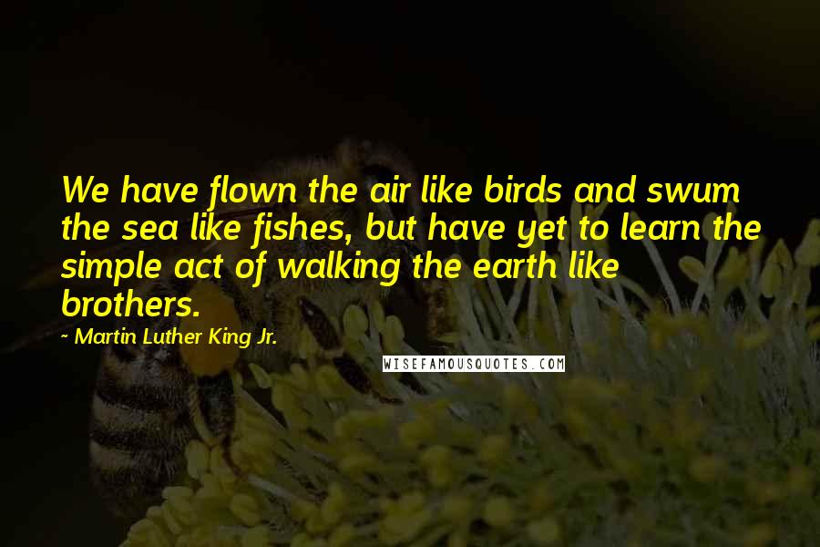 Martin Luther King Jr. Quotes: We have flown the air like birds and swum the sea like fishes, but have yet to learn the simple act of walking the earth like brothers.