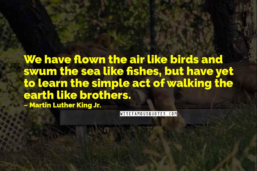 Martin Luther King Jr. Quotes: We have flown the air like birds and swum the sea like fishes, but have yet to learn the simple act of walking the earth like brothers.