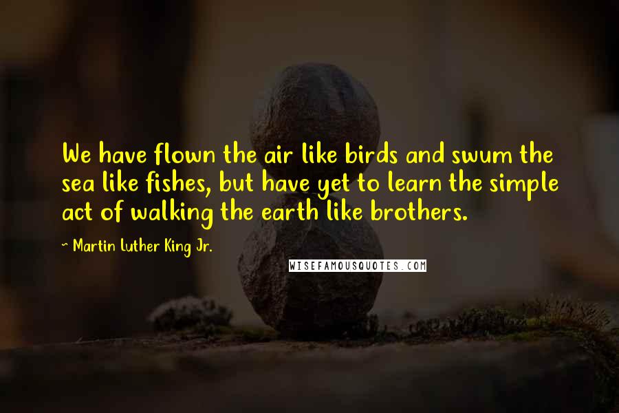 Martin Luther King Jr. Quotes: We have flown the air like birds and swum the sea like fishes, but have yet to learn the simple act of walking the earth like brothers.
