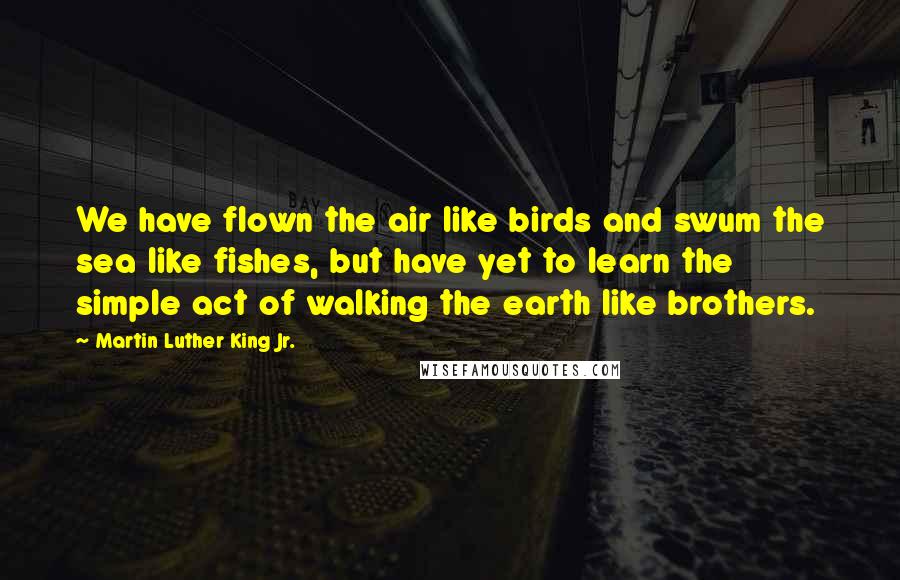 Martin Luther King Jr. Quotes: We have flown the air like birds and swum the sea like fishes, but have yet to learn the simple act of walking the earth like brothers.