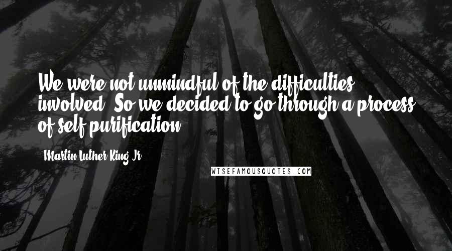 Martin Luther King Jr. Quotes: We were not unmindful of the difficulties involved. So we decided to go through a process of self-purification.