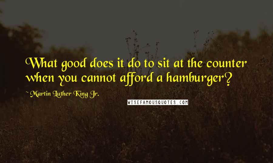 Martin Luther King Jr. Quotes: What good does it do to sit at the counter when you cannot afford a hamburger?