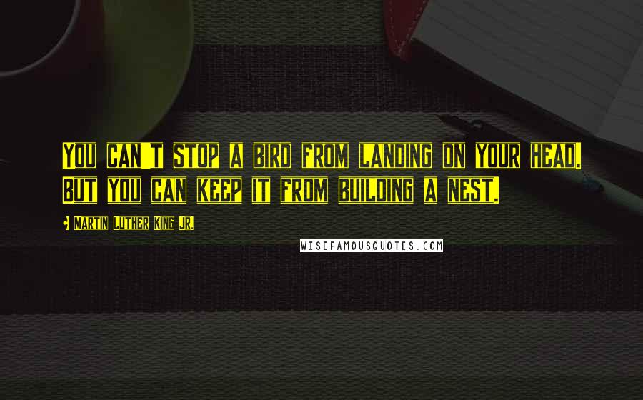 Martin Luther King Jr. Quotes: You can't stop a bird from landing on your head. But you can keep it from building a nest.