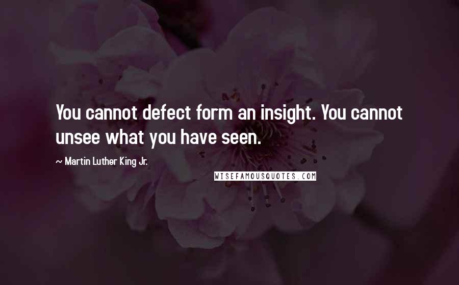 Martin Luther King Jr. Quotes: You cannot defect form an insight. You cannot unsee what you have seen.