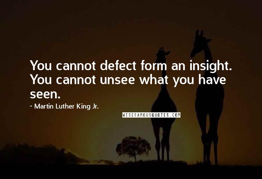 Martin Luther King Jr. Quotes: You cannot defect form an insight. You cannot unsee what you have seen.