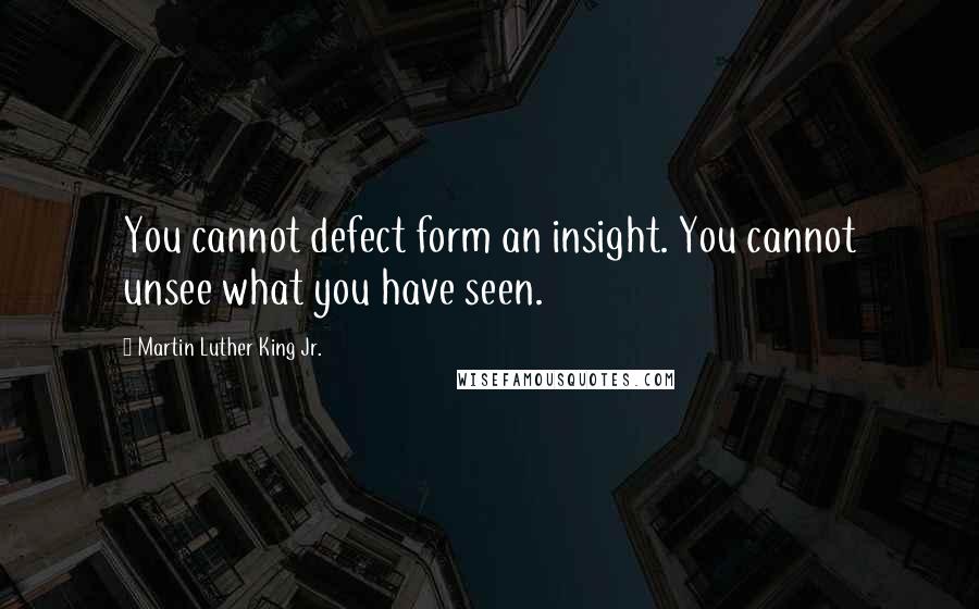 Martin Luther King Jr. Quotes: You cannot defect form an insight. You cannot unsee what you have seen.