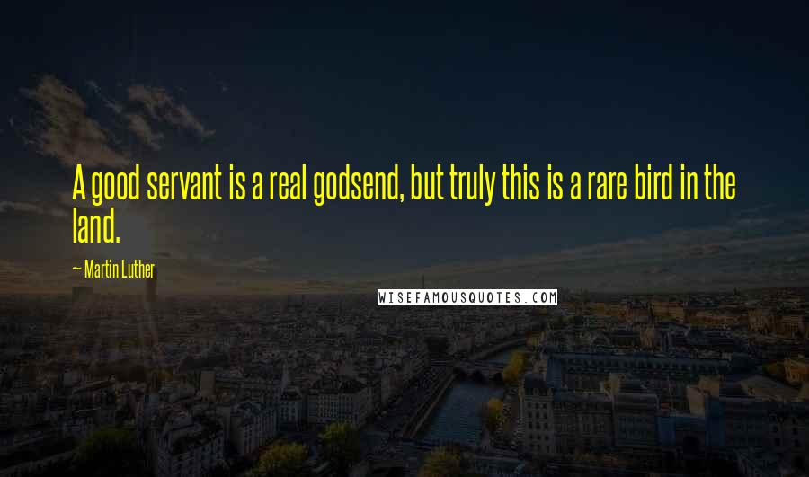 Martin Luther Quotes: A good servant is a real godsend, but truly this is a rare bird in the land.