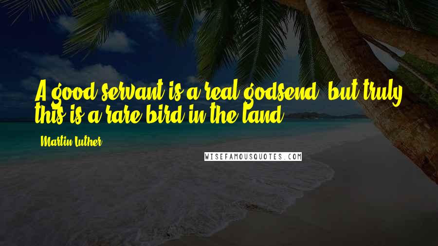 Martin Luther Quotes: A good servant is a real godsend, but truly this is a rare bird in the land.