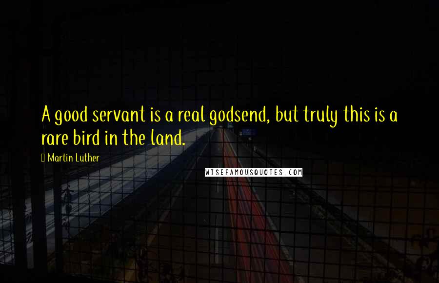 Martin Luther Quotes: A good servant is a real godsend, but truly this is a rare bird in the land.