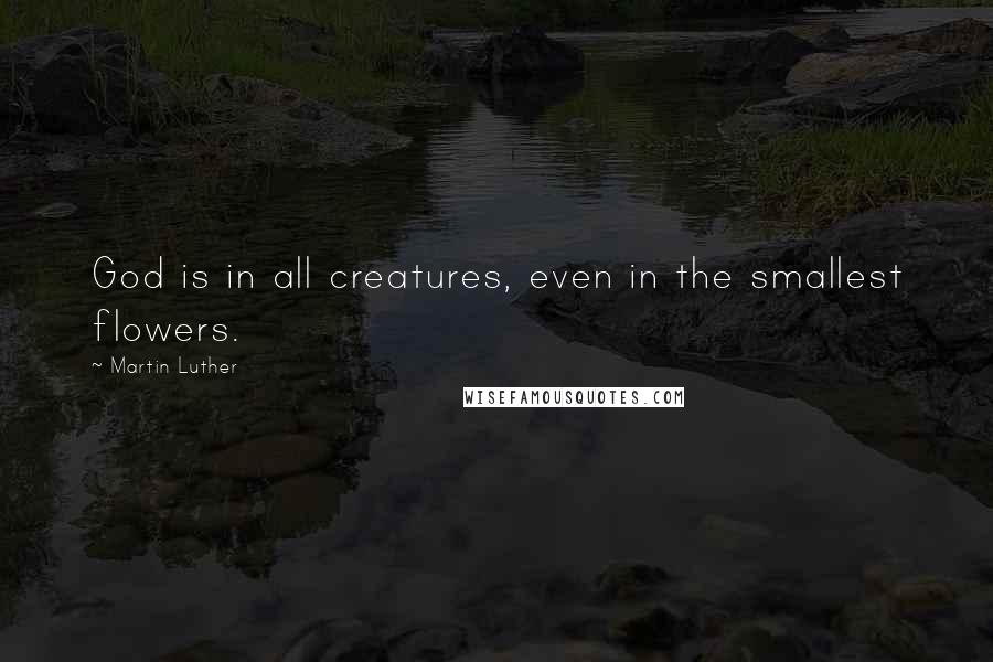 Martin Luther Quotes: God is in all creatures, even in the smallest flowers.