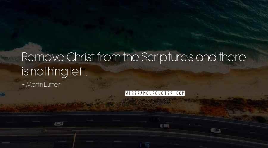 Martin Luther Quotes: Remove Christ from the Scriptures and there is nothing left.