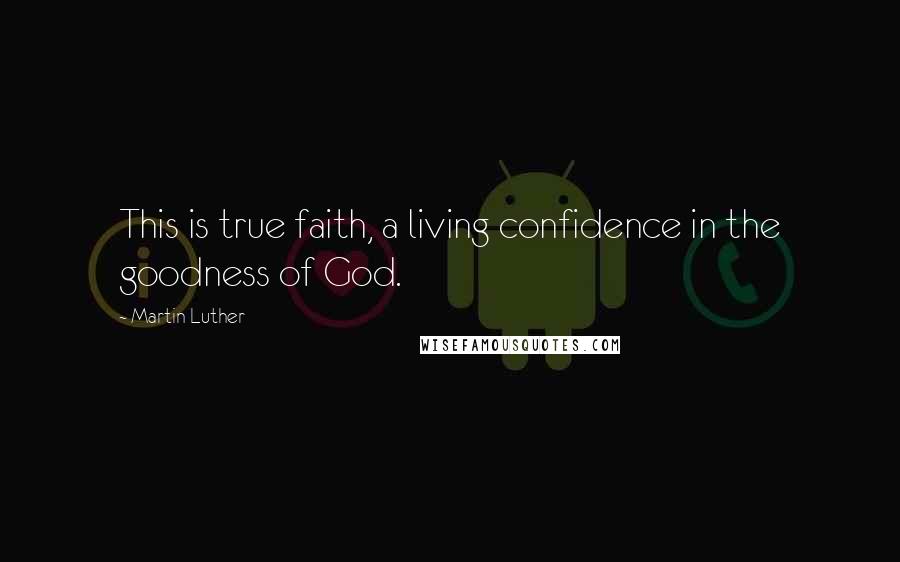 Martin Luther Quotes: This is true faith, a living confidence in the goodness of God.