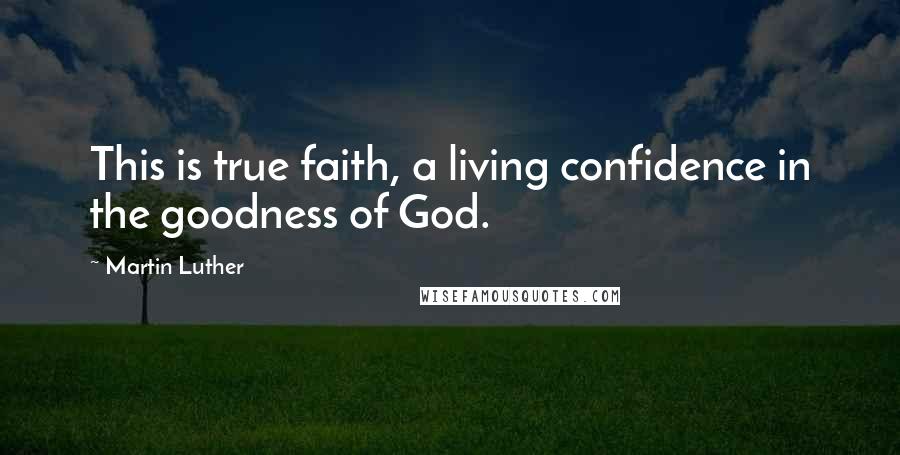 Martin Luther Quotes: This is true faith, a living confidence in the goodness of God.