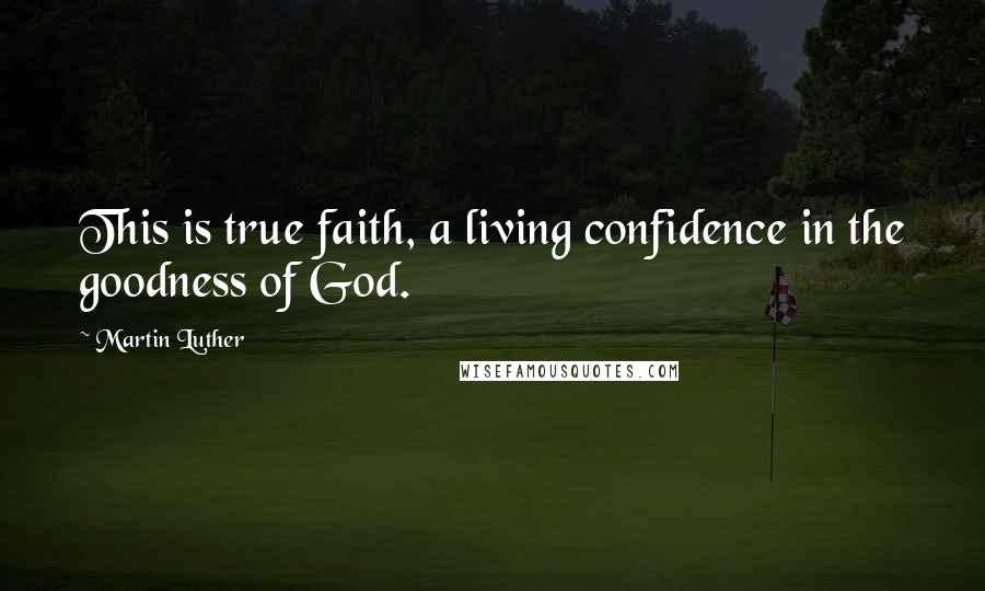 Martin Luther Quotes: This is true faith, a living confidence in the goodness of God.