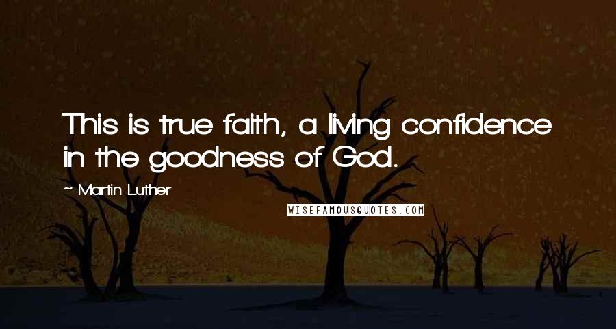 Martin Luther Quotes: This is true faith, a living confidence in the goodness of God.