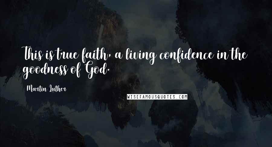 Martin Luther Quotes: This is true faith, a living confidence in the goodness of God.