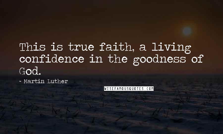 Martin Luther Quotes: This is true faith, a living confidence in the goodness of God.