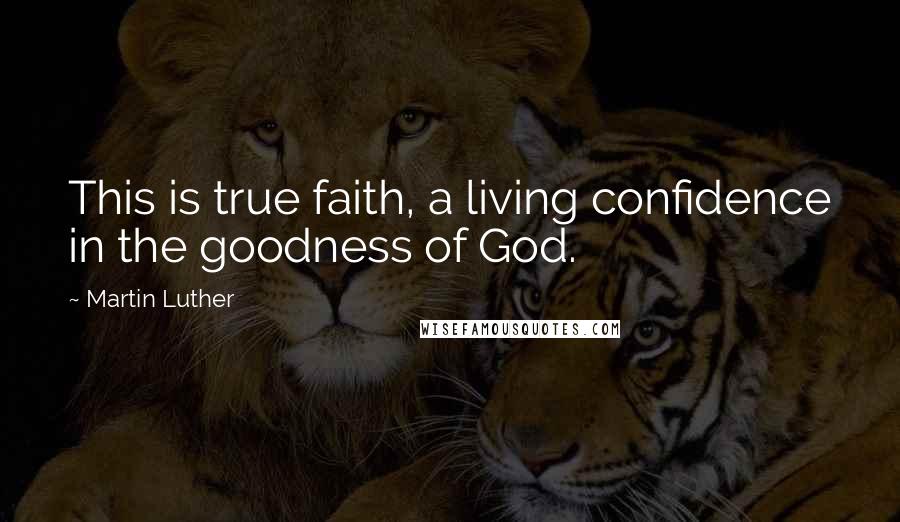 Martin Luther Quotes: This is true faith, a living confidence in the goodness of God.