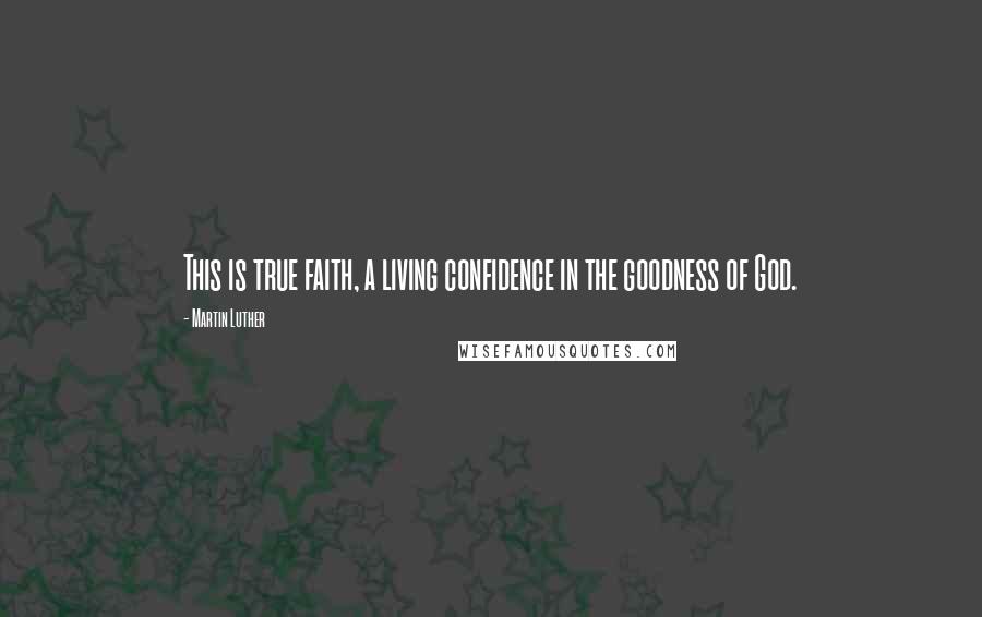 Martin Luther Quotes: This is true faith, a living confidence in the goodness of God.