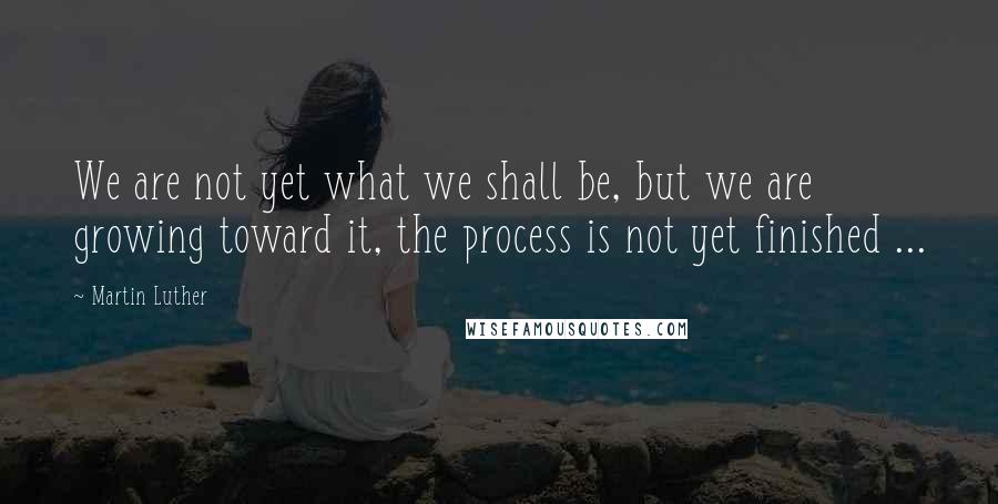 Martin Luther Quotes: We are not yet what we shall be, but we are growing toward it, the process is not yet finished ...