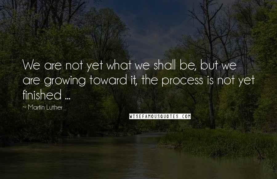 Martin Luther Quotes: We are not yet what we shall be, but we are growing toward it, the process is not yet finished ...