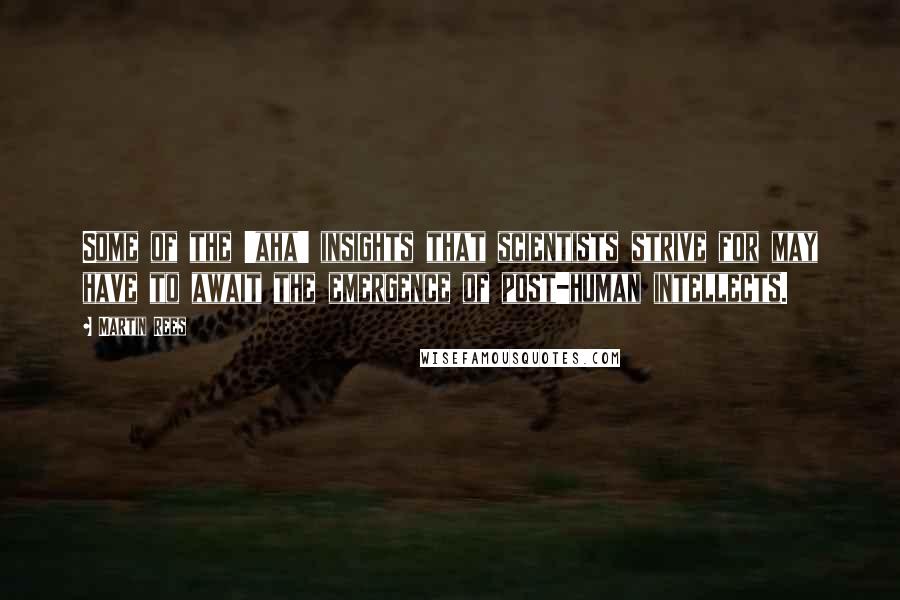 Martin Rees Quotes: Some of the 'aha' insights that scientists strive for may have to await the emergence of post-human intellects.