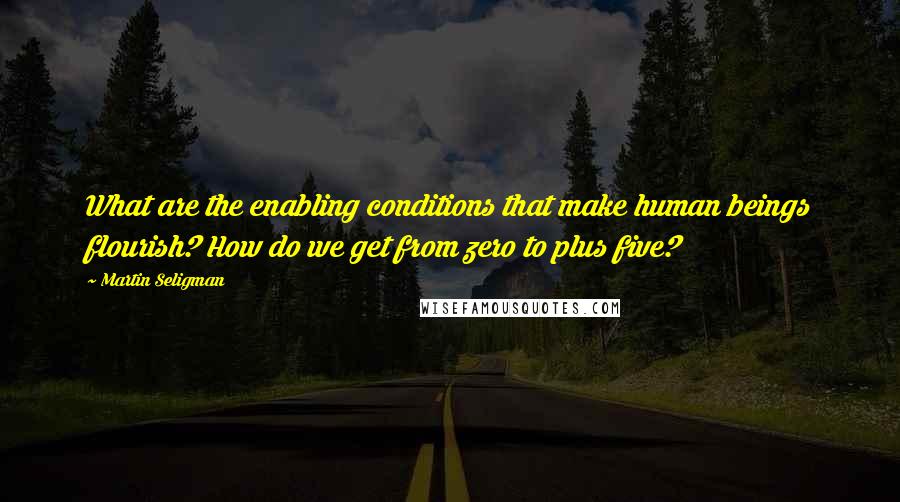 Martin Seligman Quotes: What are the enabling conditions that make human beings flourish? How do we get from zero to plus five?