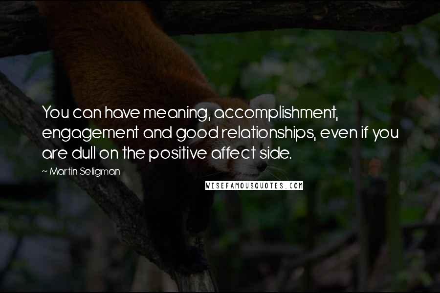 Martin Seligman Quotes: You can have meaning, accomplishment, engagement and good relationships, even if you are dull on the positive affect side.