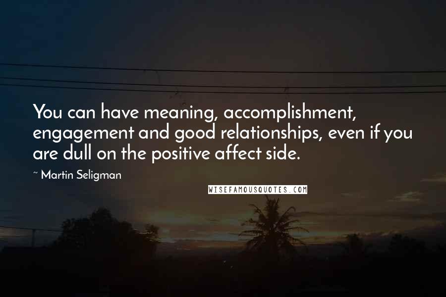 Martin Seligman Quotes: You can have meaning, accomplishment, engagement and good relationships, even if you are dull on the positive affect side.