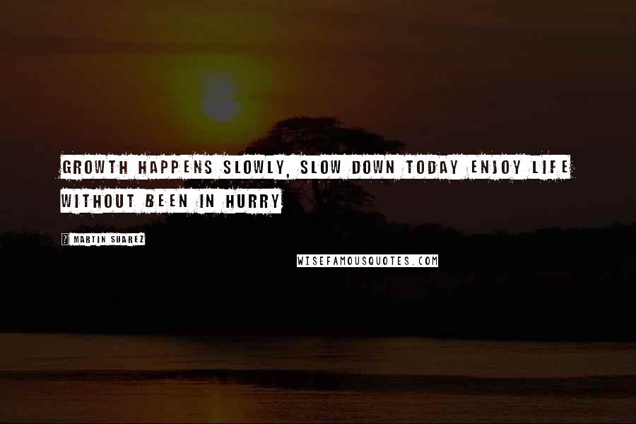 Martin Suarez Quotes: Growth happens slowly, slow down today enjoy life without been in hurry