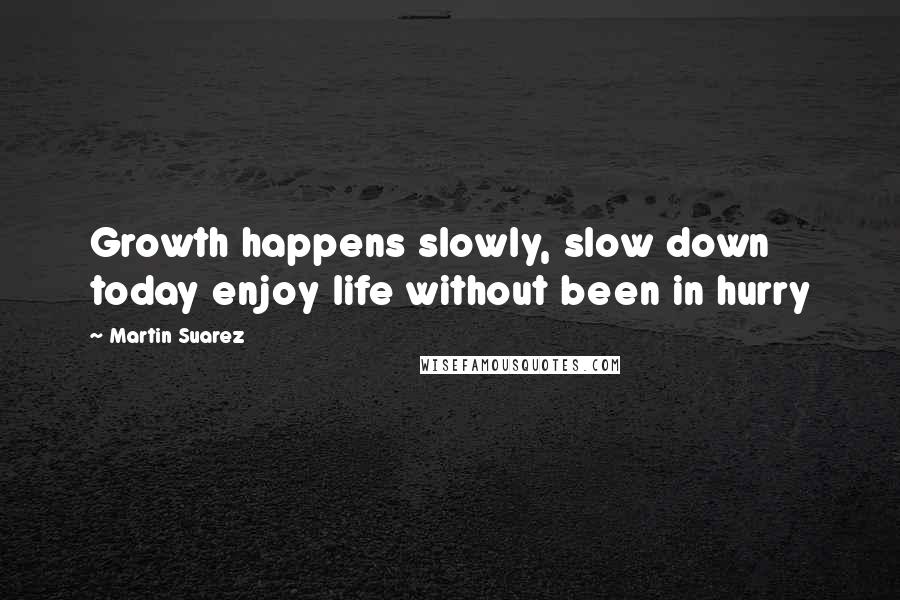 Martin Suarez Quotes: Growth happens slowly, slow down today enjoy life without been in hurry