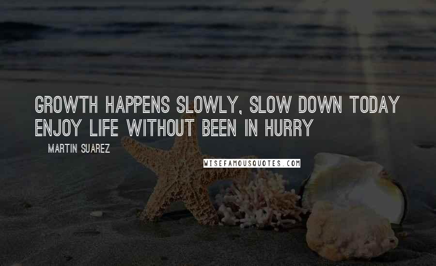 Martin Suarez Quotes: Growth happens slowly, slow down today enjoy life without been in hurry