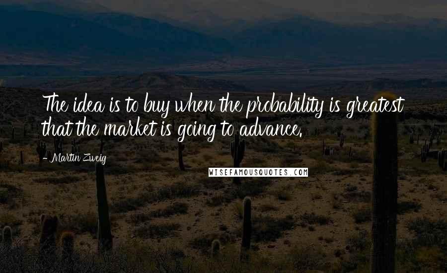 Martin Zweig Quotes: The idea is to buy when the probability is greatest that the market is going to advance.