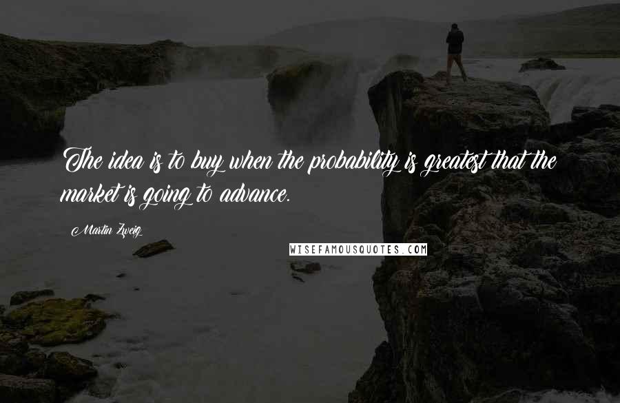Martin Zweig Quotes: The idea is to buy when the probability is greatest that the market is going to advance.